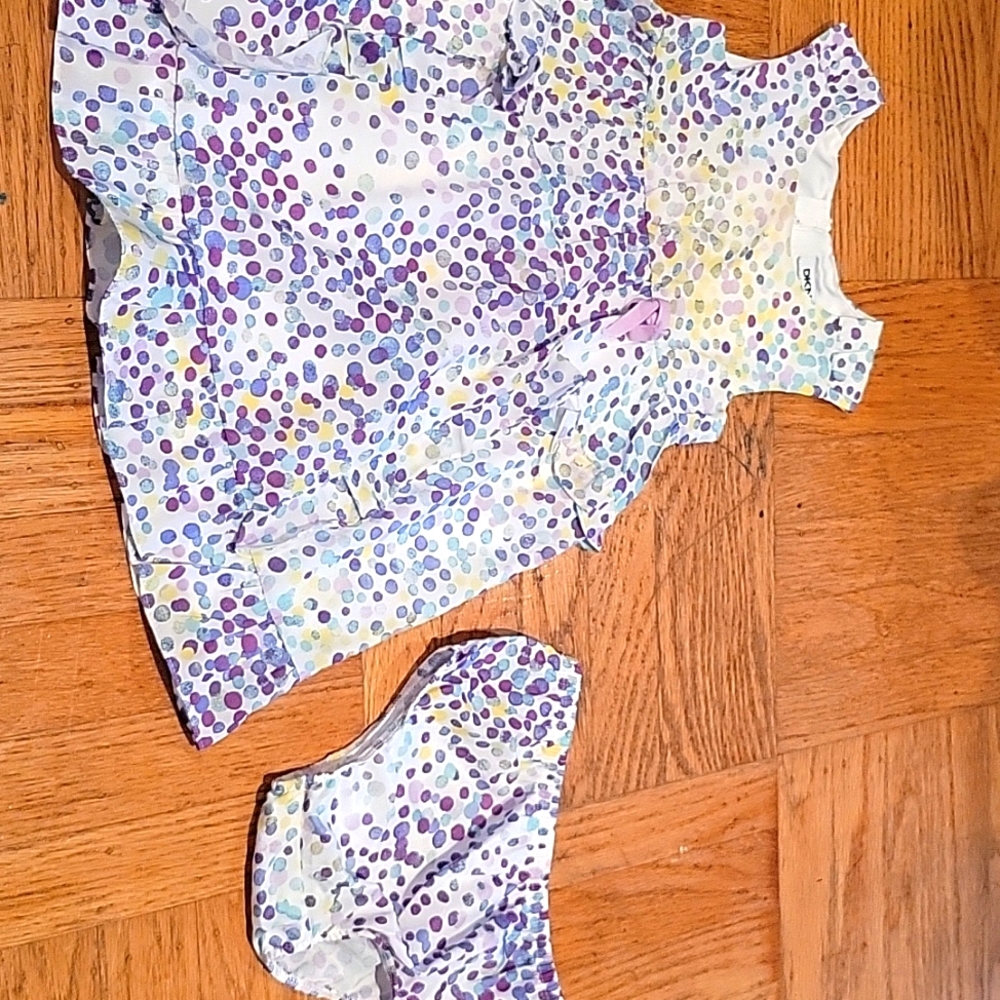 A colorful polka dot dress with a matching underwear